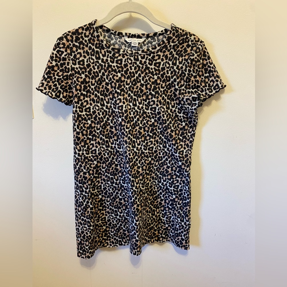 American Eagle waffle mini dress animal print size medium READ